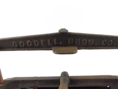 A Goodell Bros Patent bench mounted hacksaw, cast iron framed, embossed to top Goodell Bros. Co., 39.5cm W. - 3