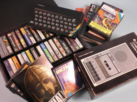 A Sinclair ZX spectrum home computer and accessories