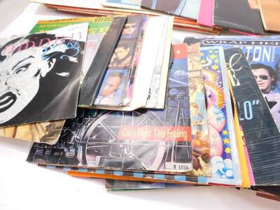 Vinyl records and singles, including Elvis Presley G.I Blues, I Got Lucky and Separate Ways, 1980's stars including Prince, Fergal Sharkey, Alison Moyet, WHAM! and childrens singles including The Thunderbirds, Stingray, The Flintstones and The Jetsons (Qt - 2