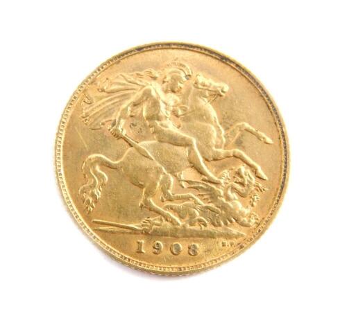 An Edward VII gold half sovereign 1908, 4.0g.