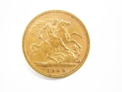 A Queen Victoria gold half sovereign 1900, 4.0g.