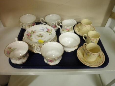 A Royal Albert "Moss Rose" part tea service and a Susie Cooper