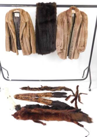 A mink fur jacket from Brahams of Norwich, and a further fur jacket, Continental Furs of Blackpool, together with a mink wrap, mink and ermine stoles, etc. (qty)