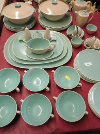 A Poole pottery "Twin Tone" part dinner service and coffee service