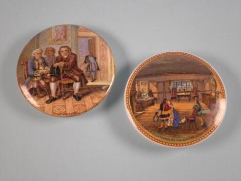 A Victorian Pratt Ware pot lid "Dr Johnson" and another "The