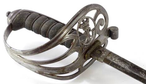 A Victorian 1854 pattern infantry officers sword, by Firmin and Sons, London, with scabbard (AF), 99cm L, blade 82cm L.