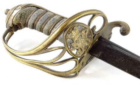 An 1822 pattern British infantry senior officers pipeback sword, 88cm L, blade 75cm L.