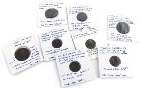 Various Roman coins, to include Constantine I, Constantine II, Probus and Gratian.