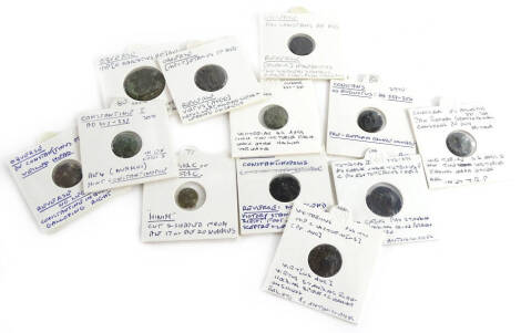 Various Roman coins, to include Maxentius, Constantine, Constans, Victorinus, Tetricus I, etc.