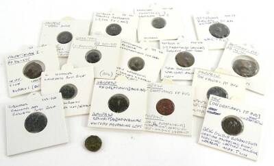 Various Roman coins, to include Gallienus, Nummus, Gratian, Constantine, Constans, Valentinian, etc.