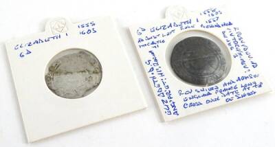 An Elizabeth I silver six pence, and another. (AF), (2)