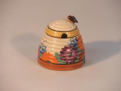 A Clarice Cliff Bizarre Gayday pattern honey pot