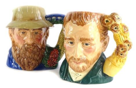 Two large Royal Doulton character jugs, Vincent Van Gough and Claude Monet.