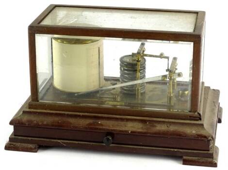 A mahogany cased brass table barograph.