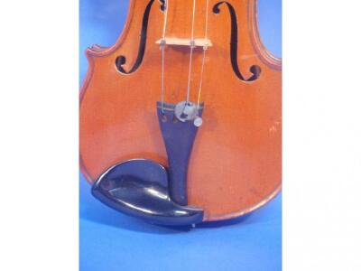A 19thC violin with two piece figured back and rosewood pegs bears a label - 6
