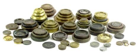 Miscellaneous sets of brass and iron weights.