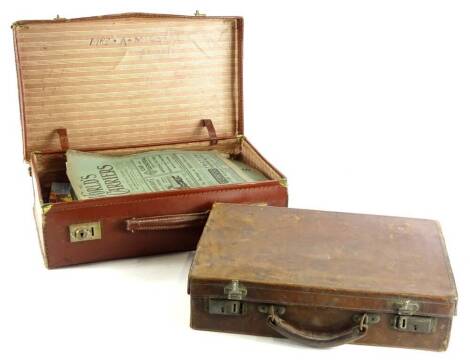 Various copies of Meccano magazine, the Carriers publication dated 1918, etc., enclosed in two leather suitcases.