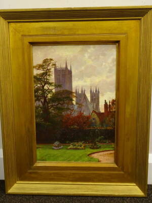 William Logsdail (1859-1944). The Gardens of Eastgate House, oil on canvas, signed, 39.5cm x 27cm. Provenance: Christie, Manson and Woods, lot 173, February 5th 1926, Alfred Shuttleworth Auction, with original catalogue. - 2