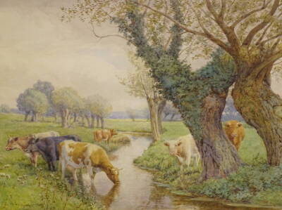 William Sidney Cooper (1854-1927). At Langford Essex, watercolour, signed, dated 1910, titled verso, 35cm x 47cm.