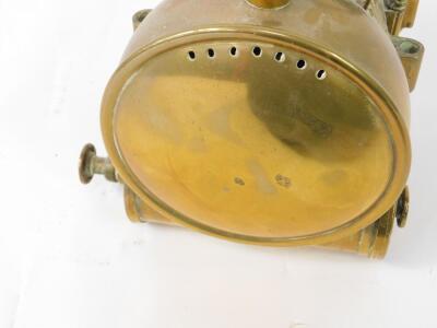 A veteran brass self generating A.D.L. Duplex lens acetylene headlamp No.1163, 28cm H. - 4