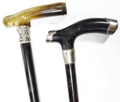 Various walking sticks, canes, etc., some with silver collars. (a quantity, various dimensions, marks and dates) - 3