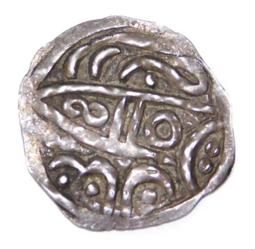 An early hammered silver coin, probably Arabic or Islamic, 2cm W.