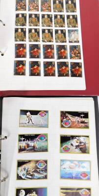 Various world used stamps, etc. Queen Elizabeth II collectors stamps, dated 15th February 1971, Jersey Channel Island Silver Wedding, Apollo 15 Mission, Cayman Islands, various other related collectors stamps, mainly late 20thC, a further album containing - 2