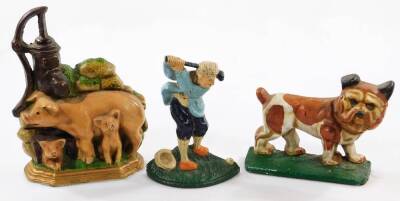 Various painted metal decorative doorstops, to include horse, 25cm H, geese, dogs, etc. (a quantity) - 2