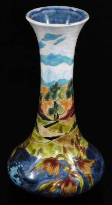 A Cobridge trial vase by Nicholas Slaney, polychrome decorated with trees, impressed and signature marks beneath, 33cm H. (boxed)