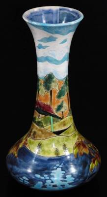 A Cobridge trial vase by Nicholas Slaney, polychrome decorated with trees, impressed and signature marks beneath, 33cm H. (boxed) - 2