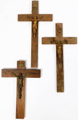 Various oak backed and metal crucifixes, to include several free standing examples, 60cm H, etc. (a quantity) - 4