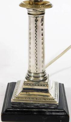 A Royal Worcester figure Eternity, Year 2000, printed marks beneath, 18cm H and a silver coloured candlestick lamp on ebonised plinth base with shade. (2) - 4