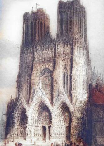 James Alphege Brewer (1881-1946). Rheims Cathedral, engraving, signed and titled to the mount, 58cm x 38cm.