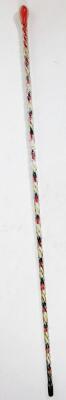 An early 20thC barleytwist candy cane glass walking stick, with shaped knop metal end and various coloured sections to the main body, 105cm H. - 2