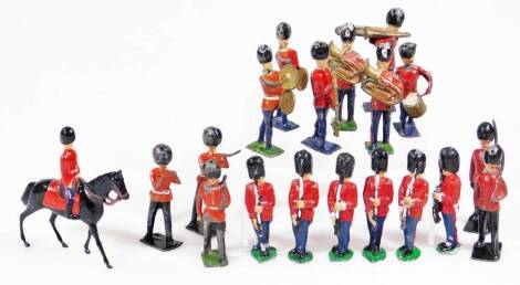 Various Britains style lead soldiers, to include bandsman, 6cm H, equestrian figure, unmarked, etc. (a quantity)