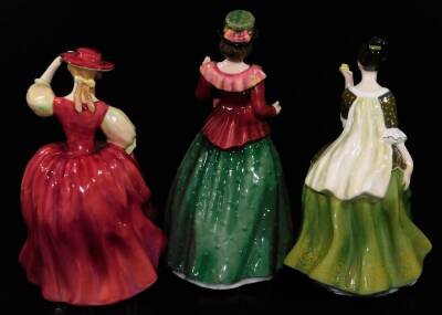 Various Royal Doulton figure Fleur, 20cm H, Buttercup and Holly, printed marks beneath, with three associated boxes. (3) - 2