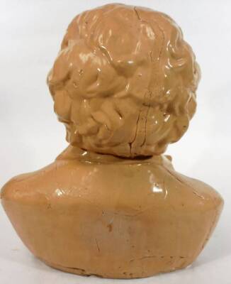 A 20thC pottery bust of Beethoven, quarter profile, unmarked, 50cm H. - 3