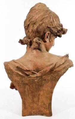 After Alfred Jean Foretay. Bust of a lady, facing dexter, painted plaster, signed to the back, 54cm H. - 3