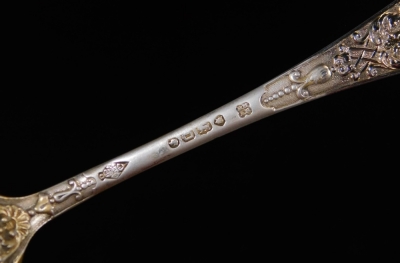 Various silver spoons, to include Georgian, Victorian and later examples, fiddle pattern teaspoon, London 1887, 14cm W, various preserve spoons, dessert spoons, etc. 13½oz all in. (a quantity, various dimensions, makers and dates) - 8