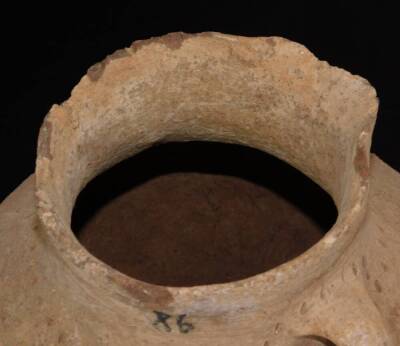 A terracotta vessel, probably Roman, of circular form, with hand moulded handles, 23cm H. - 3