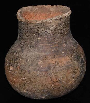 A hand thrown terracotta vessel, probably early terracotta, 11cm Dia., various other Roman bowls, a bulbous vase and a Roman style oil lamp. (4) - 2