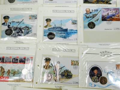 Various anniversary first day cover coin sets, to include History of World War II set to include D-Day Anniversary, US First Army Troops, various others, Royal Family Queen Elizabeth II 70th Birthday, D-Day fifty pence cover, Jersey coin first day cover, - 3