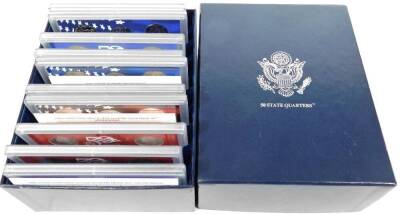 A cased set of United States Mint Fifty State Quarters proof sets. (10 in one box with some paperwork) - 2