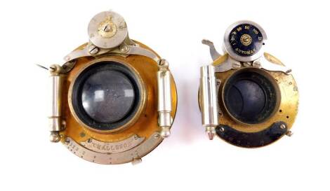 A Lizars 'Challenge' lens by Bausch & Lomb 1891, and a further plate camera lens by Bausch & Lomb. (2)