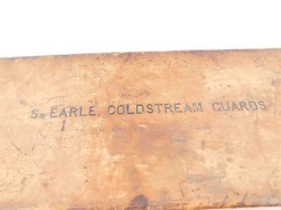 A leather and brass bound gun case, Army & Navy CSL, Gun Department, 117 Victoria Street, Westminster SW, named to S. Earle, Coldstream Guards, 84cm W. Captain Sidney Earle, Coldstream Guards was killed in action at the Battle of Modder River, November 2 - 2