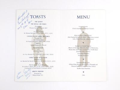 Royal Air Force Bomber Command Reunion Dinner Menu, signed by 617 Squadron Dambuster David Shannon DSO and Bar, DFC and Bar, together with signatures of 8th United States Army Air Force Veterans. - 3