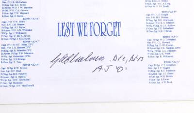 A Dambuster's Memorial Plaque Presentation Programme, signed by Dambuster Air Crew Members Johnnie Johnson DFC, and G A Chalmers DFC DFM, together with signature of 617 Squadron Flight Mechanic. - 5