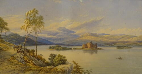 Thomas Miles II Richardson (1813-1890). Mountain lake scene, watercolour, 38cm x 70cm.