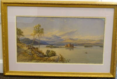 Thomas Miles II Richardson (1813-1890). Mountain lake scene, watercolour, 38cm x 70cm. - 2