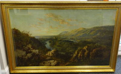 19thC Continental School. Extensive river landscape, oil on canvas, 73cm x 124cm. - 2